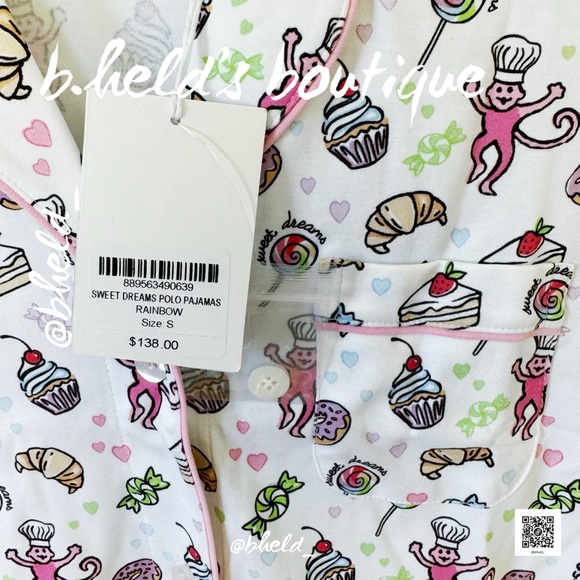 Roller Rabbit Sweet Dreams Polo Pajamas in Rainbow Size Small S Brand New NWT - Picture 6 of 13
